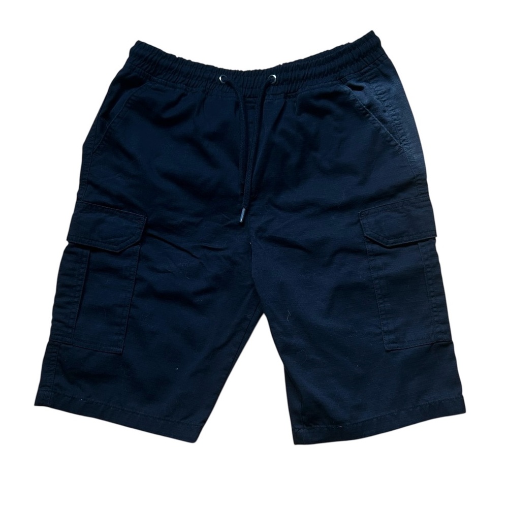 boohooMAN Men’s Tall Black Cargo Shorts Small Elastic Waist Streetwear Gorpcore